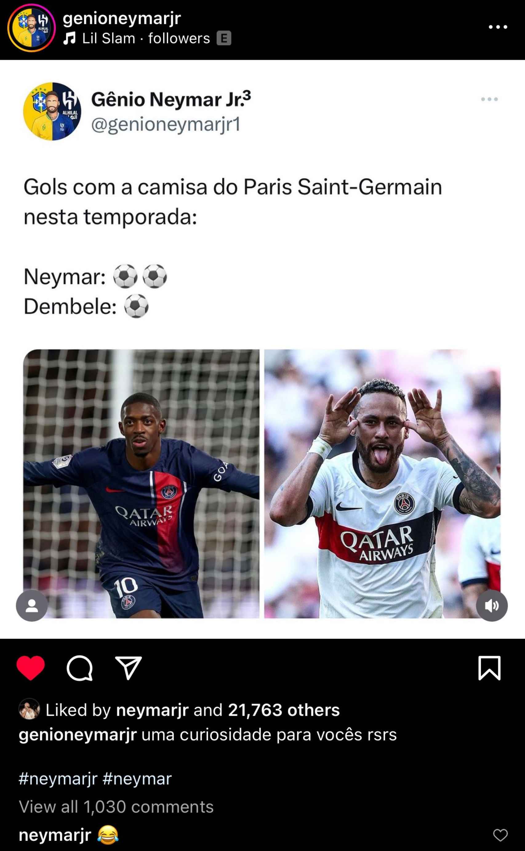 Neymar se burla de Dembelé por sus goles anotados con el PSG