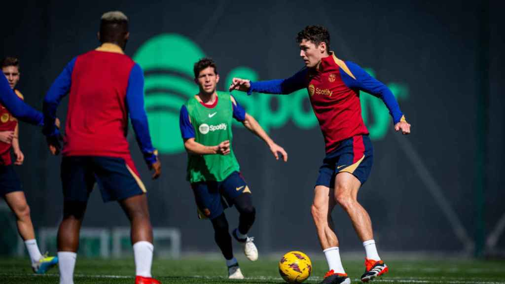 Andreas Christensen, en un entrenamiento con el Barça