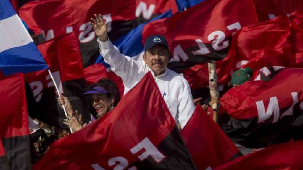 El presidente nicaraguense Daniel Ortega durante la conmemoracion del 38 aniversario de la revolucion popular sandinista en Managua, Nicaragua