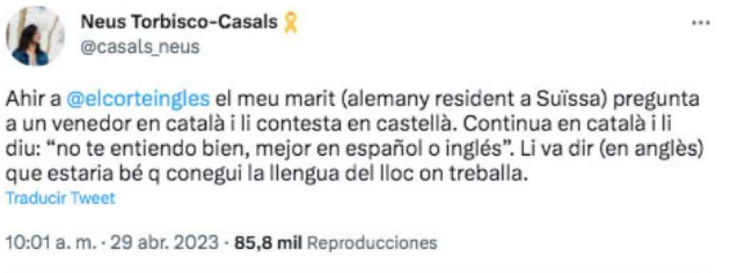 Mensaje de Neus Torbisco en las redes sociales