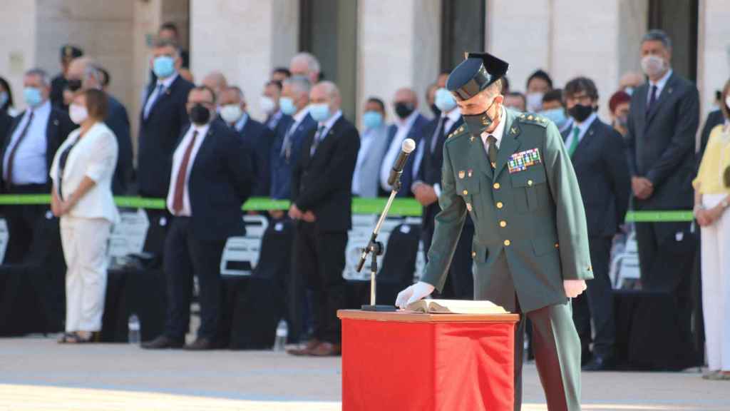 El general Pedro Pizarro, durante un acto en la Comandancia de Barcelona