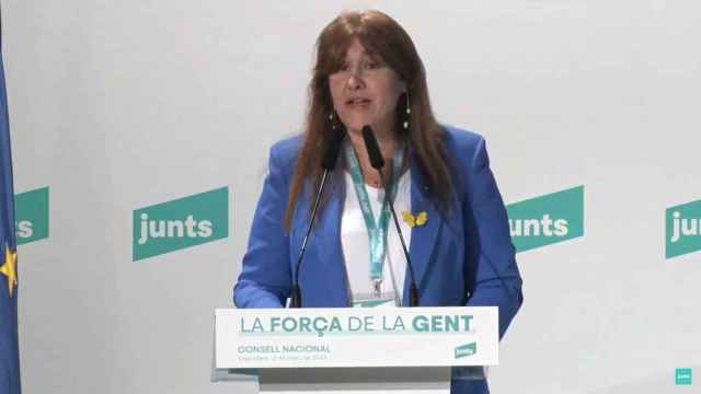 La presidenta de Junts, Laura Borràs, en su intervención en el Consell Nacional