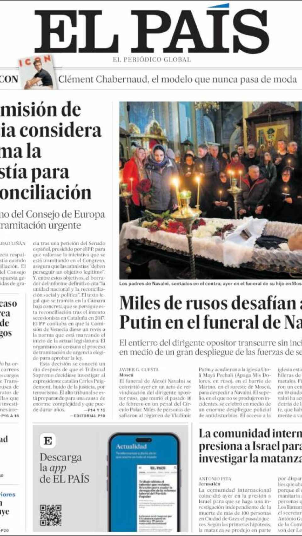 Portada de 'El País' del 2 de marzo de 2024