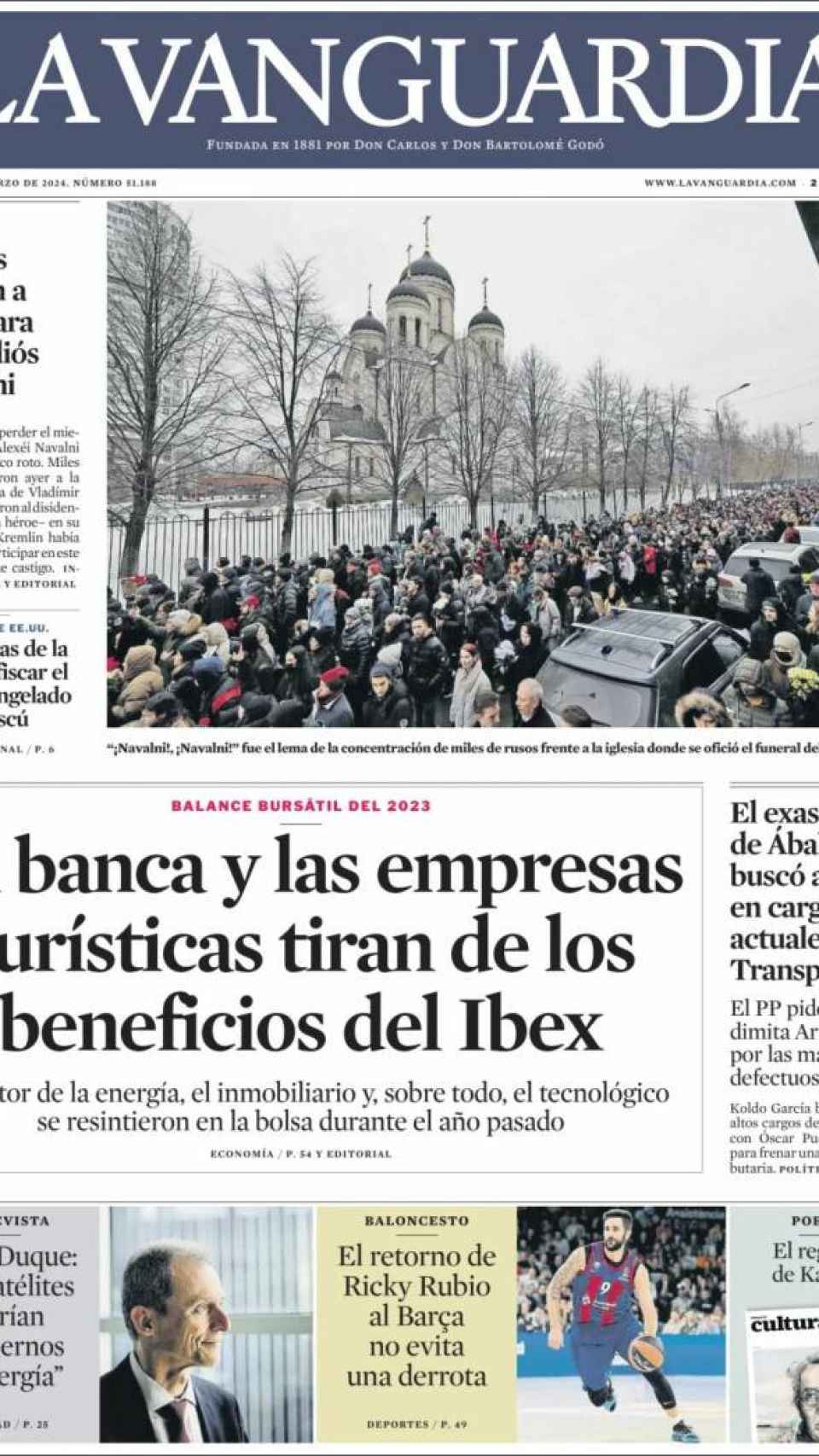 Portada de 'La Vanguardia' del 2 de marzo de 2024