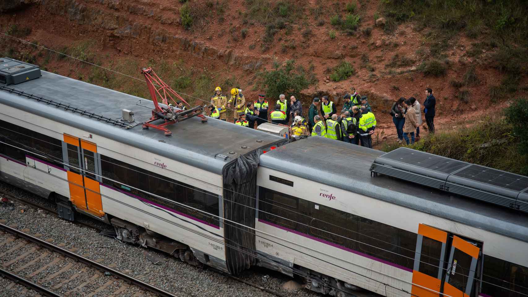 Descarrilamiento de un tren por un desprendimiento en Vacarisses (Barcelona) en 2018