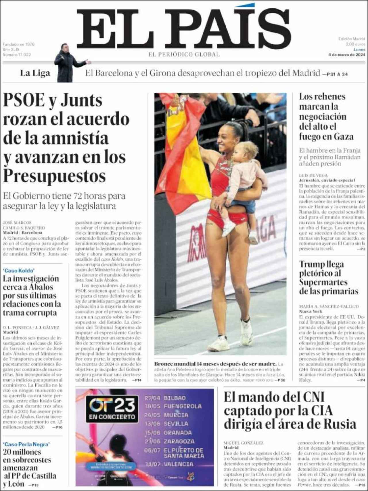 Portada de 'El País' del 4 de marzo de 2024