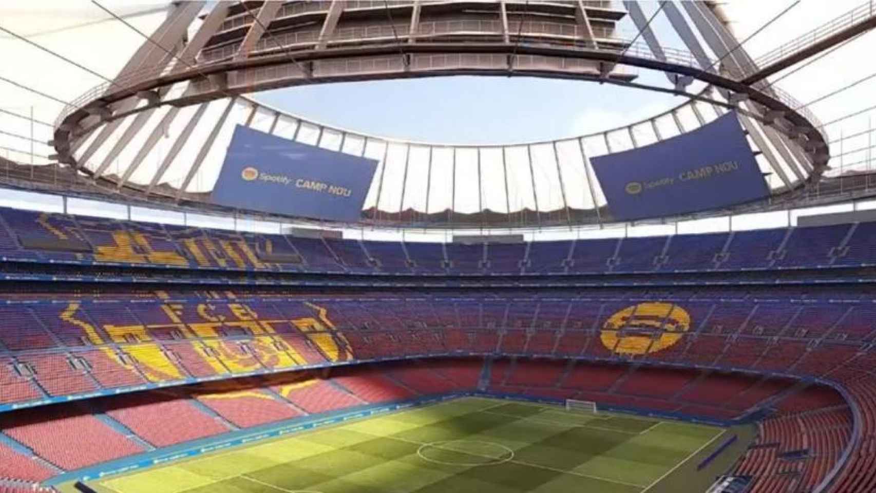 Recreación del videomarcador del nuevo Camp Nou