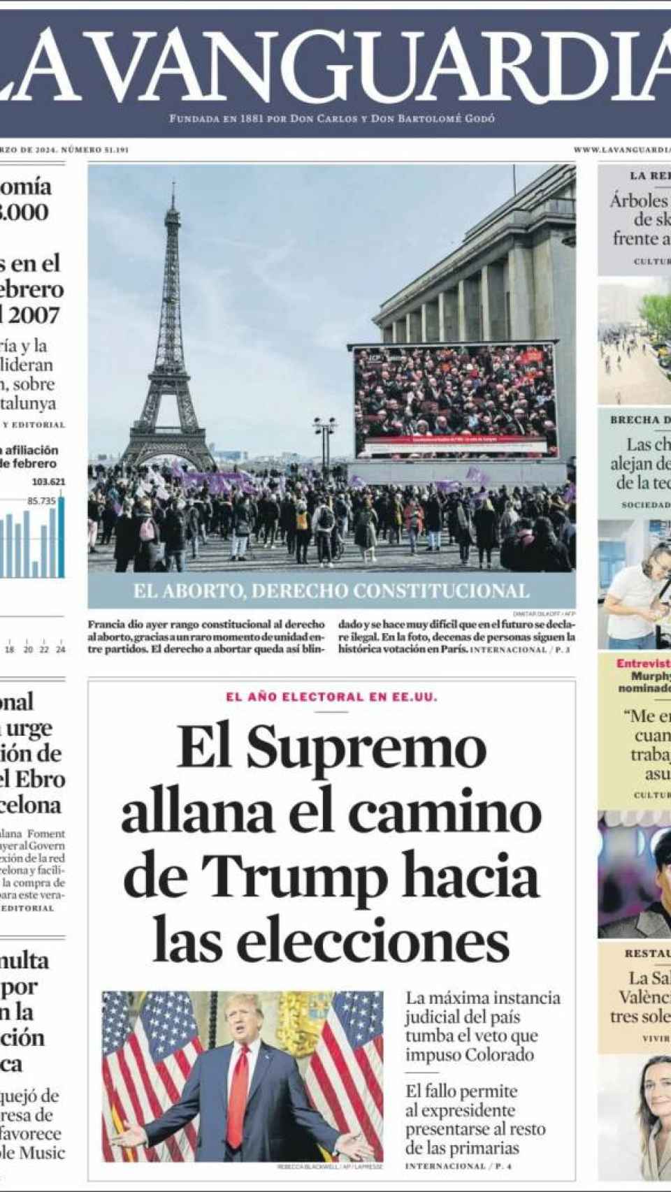 Portada de 'La Vanguardia' del 5 de marzo de 2024