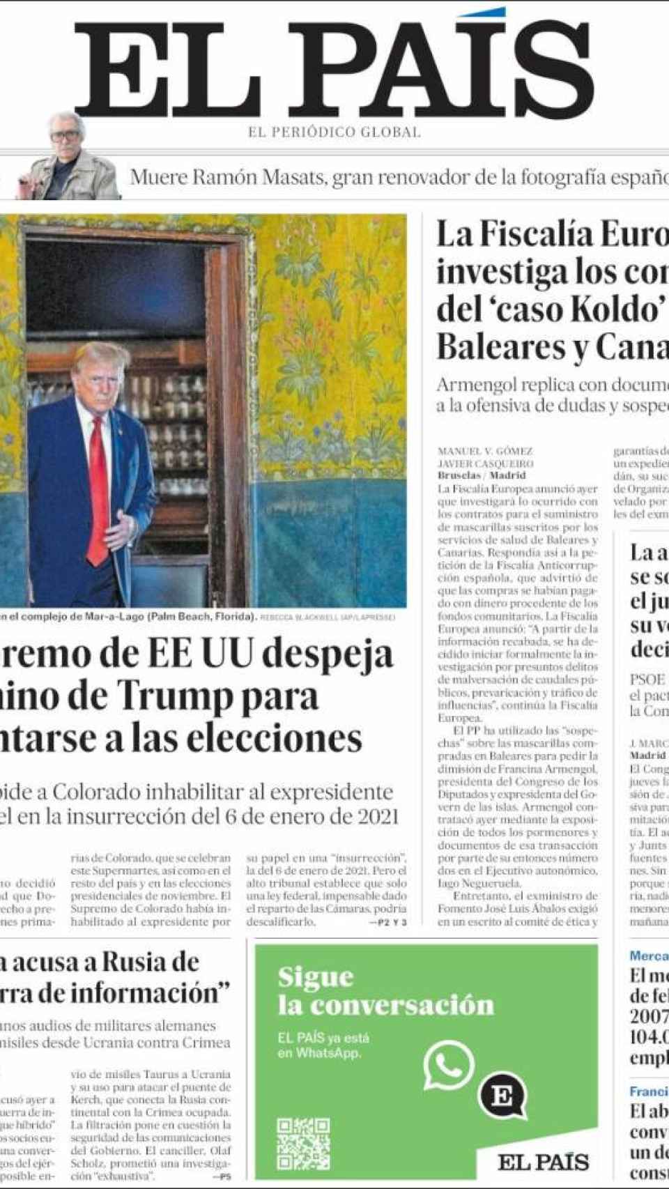 Portada de 'El País' del 5 de marzo de 2024