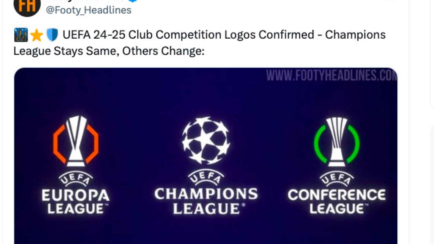 Logotipos de las tres competiciones de la UEFA