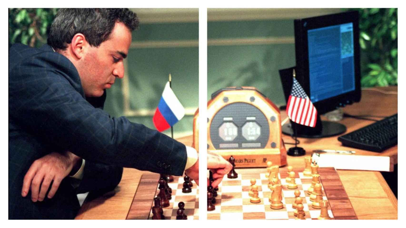 Garry Kasparov juega al ajedrez con el ordenador Deep Blue en 1996