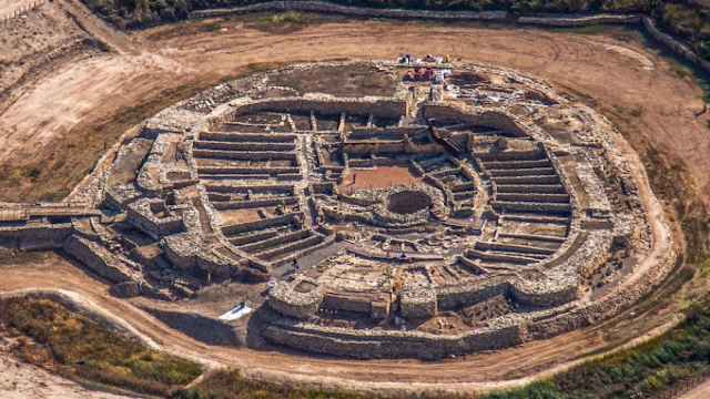 Vista aérea de la fortificación íbera de Els Vilars de Arbeca