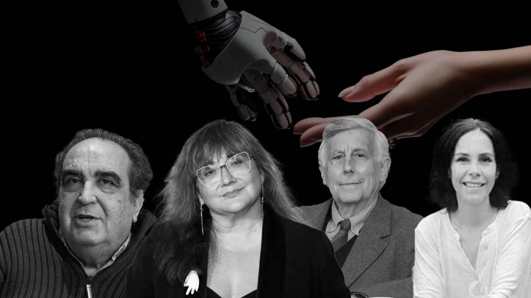 Ramón de España, Isabel Coixet, José Enrique Ruiz-Domènec y Betsabé García, con la imagen de fondo del número 6 de la revista de 'Letra Global'