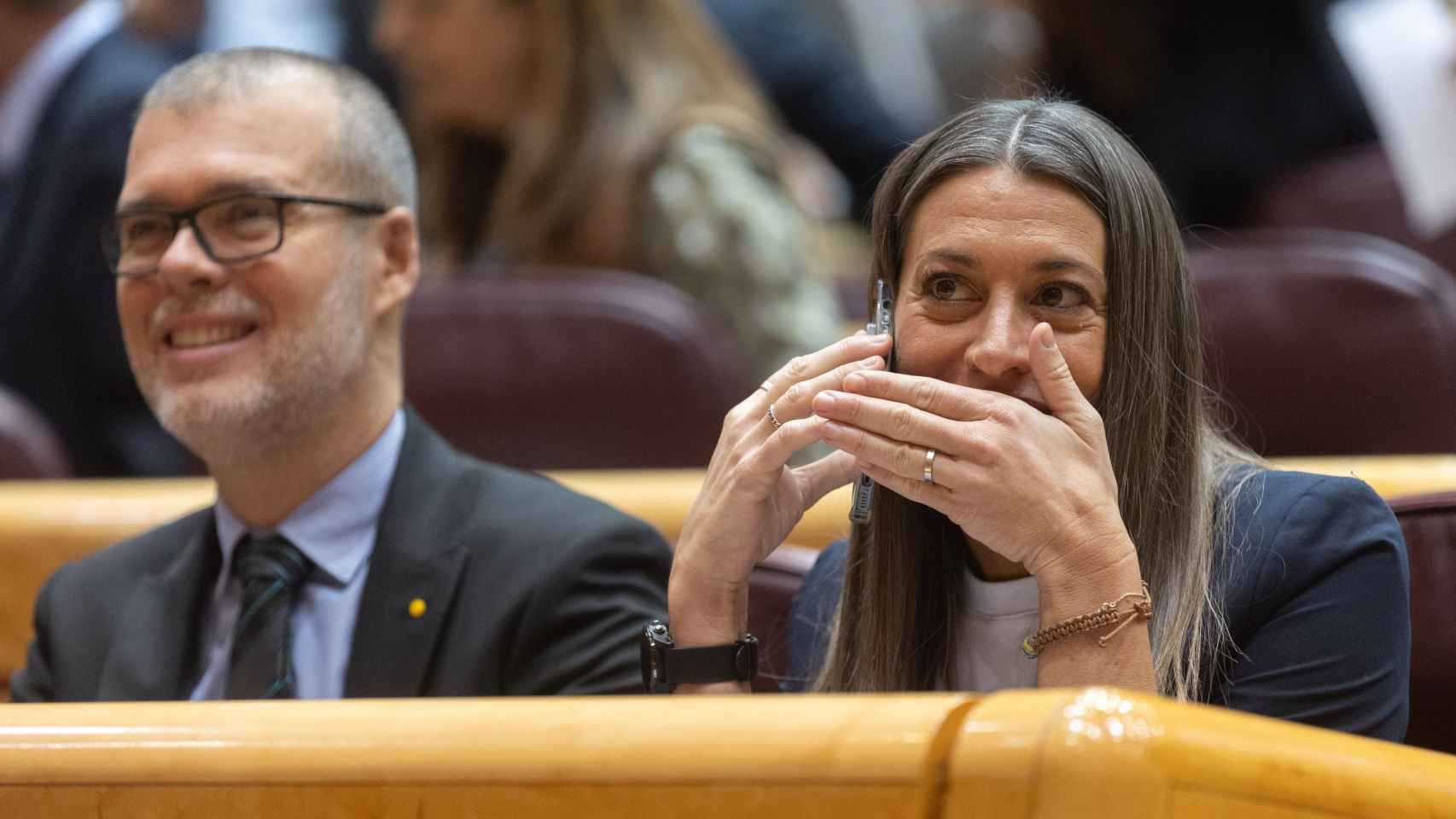 El diputado de Junts Josep Maria Cruset y la portavoz de Junts en el Congreso, Miriam Nogueras