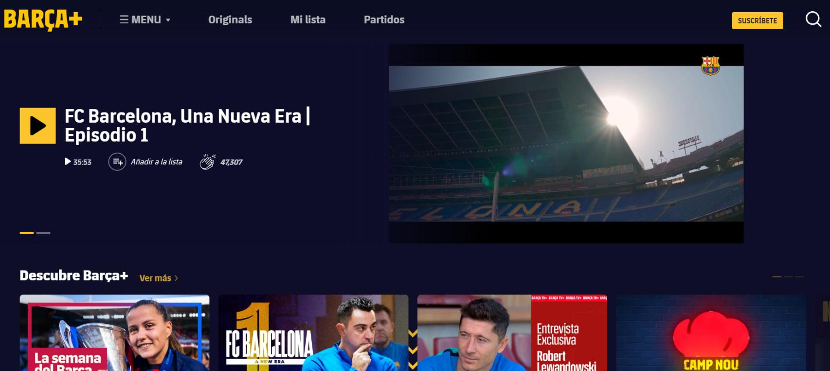 Barça TV +, plataforma predecesora de Barça One