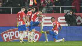 Savinho celebra su gol ante el Osasuna en Montilivi