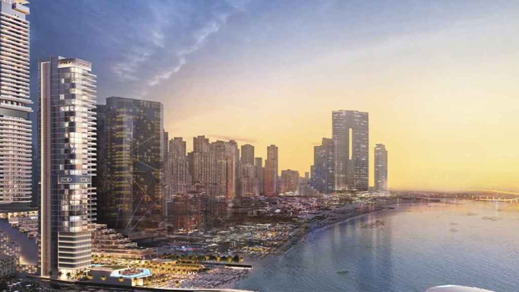 Recreación digital del Five Lux Dubái, que tendrá una playa de Pachá