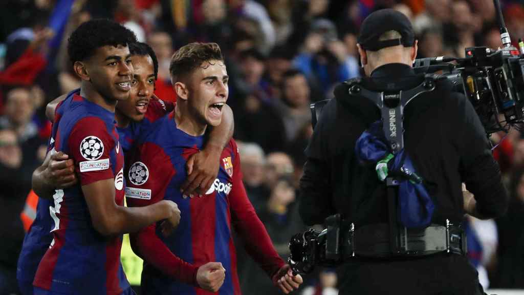 La euforia de Fermín López tras marcar un gol en el Barça-Nápoles