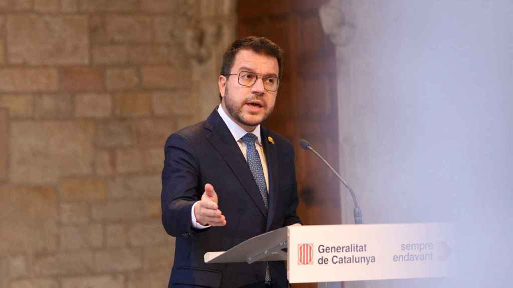 El 'president' Pere Aragonès, durante el anuncio de elecciones anticipadas en Cataluña