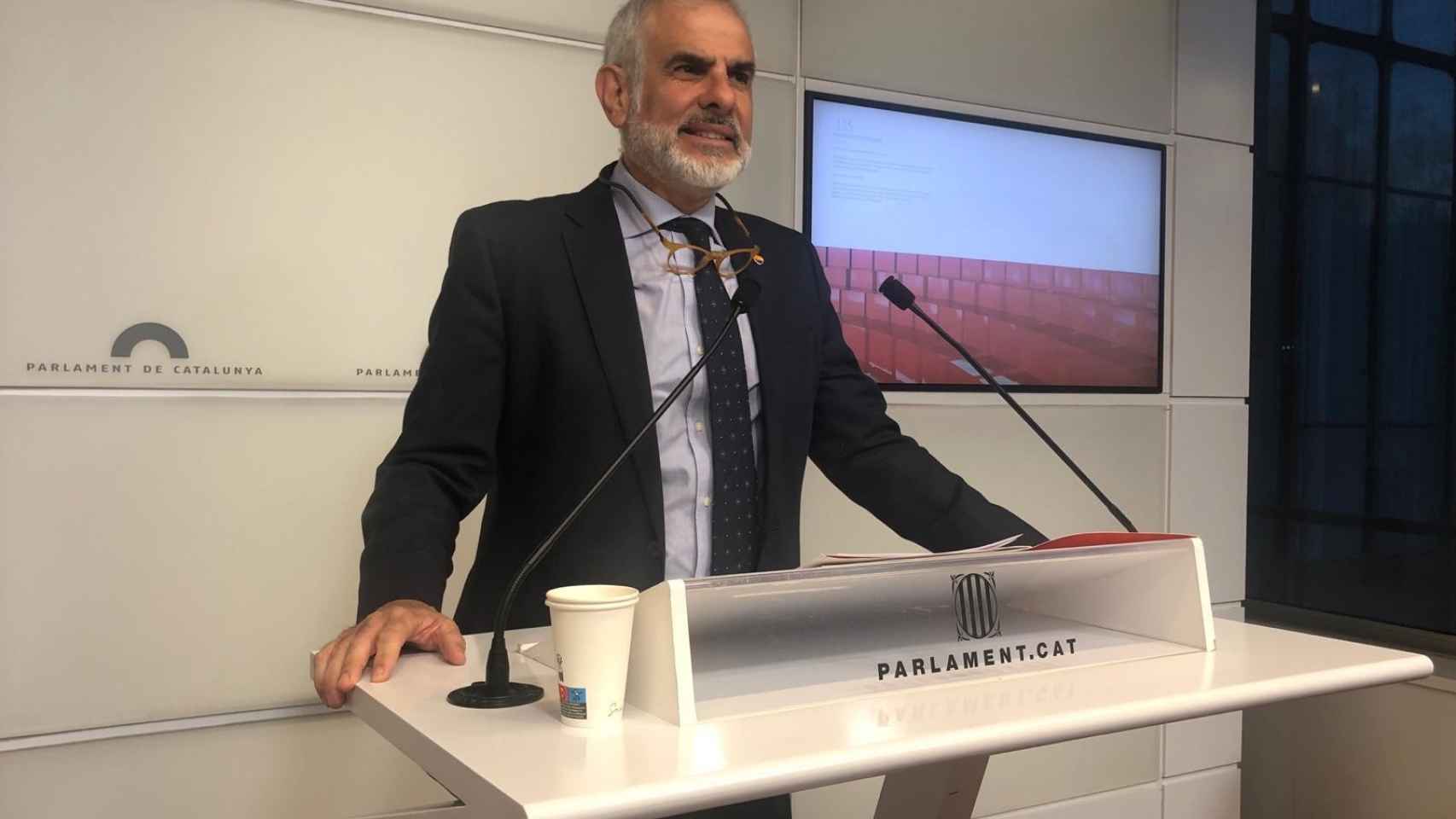 El líder de Ciutadans en Catalunya, Carlos Carrizosa, en rueda de prensa