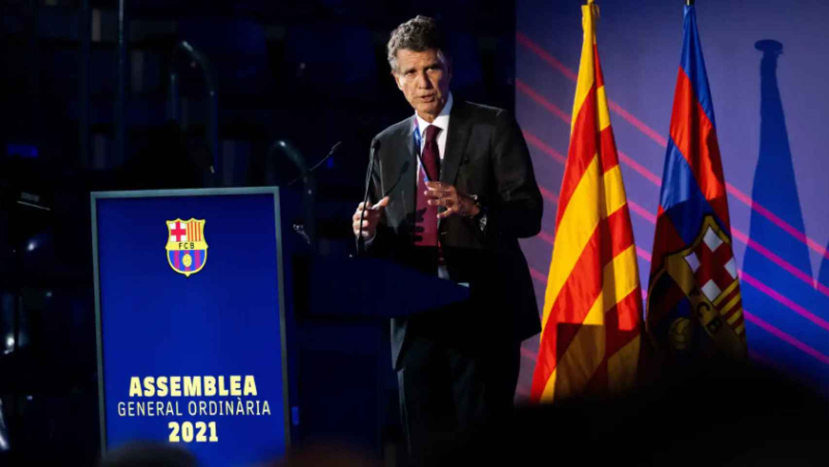Jaume Guardiola, en la asamblea general ordinaria del Barça en 2021