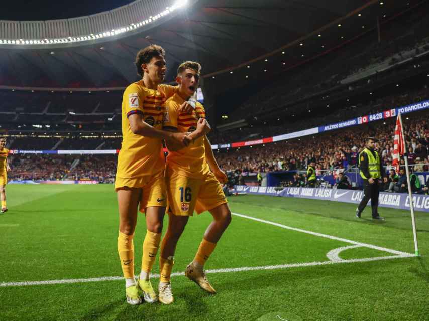 Fermín López y Joao Félix después del tercer gol contra el Atlético