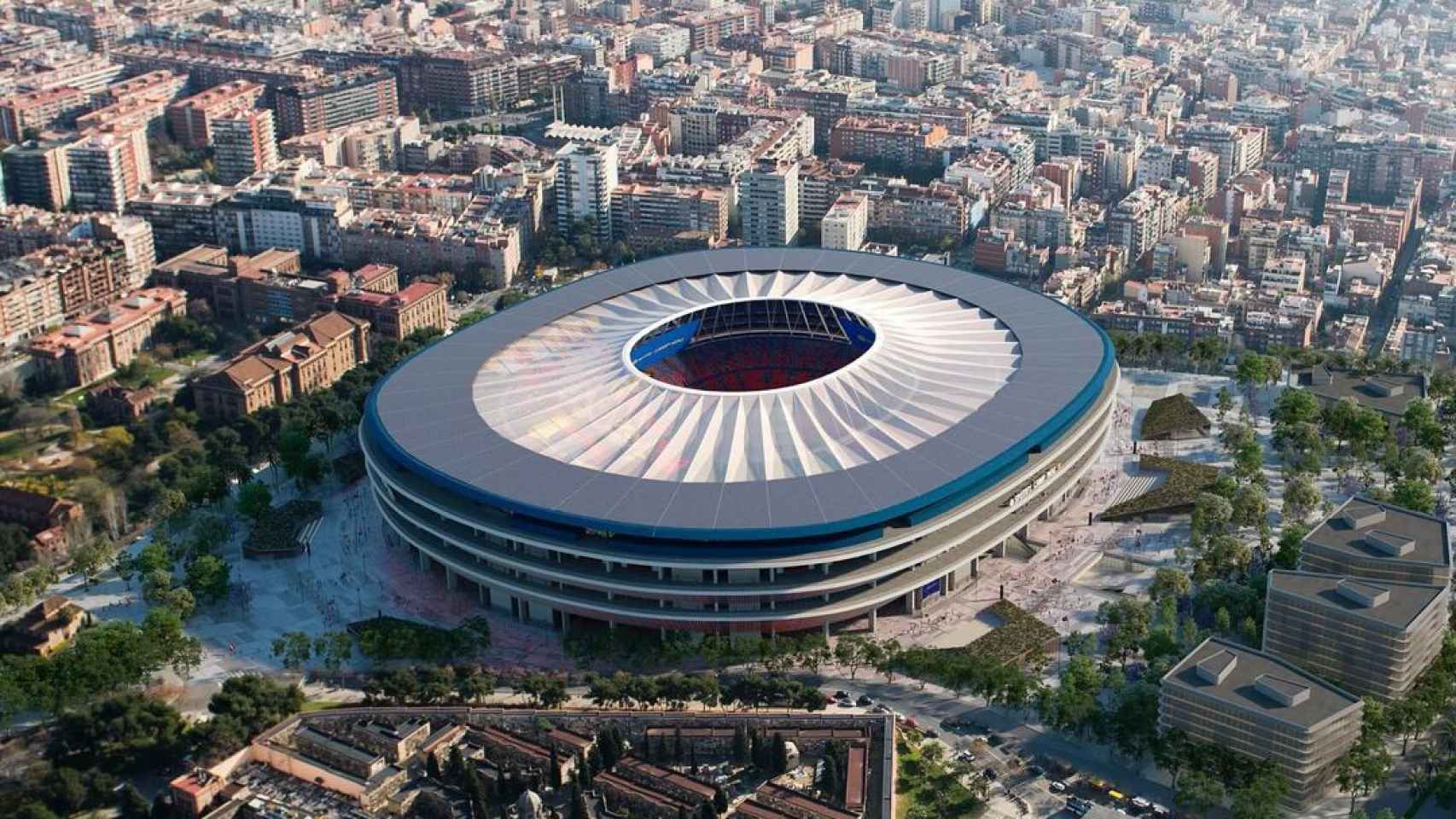Representación gráfica del nuevo Camp Nou, compartida por el Barça