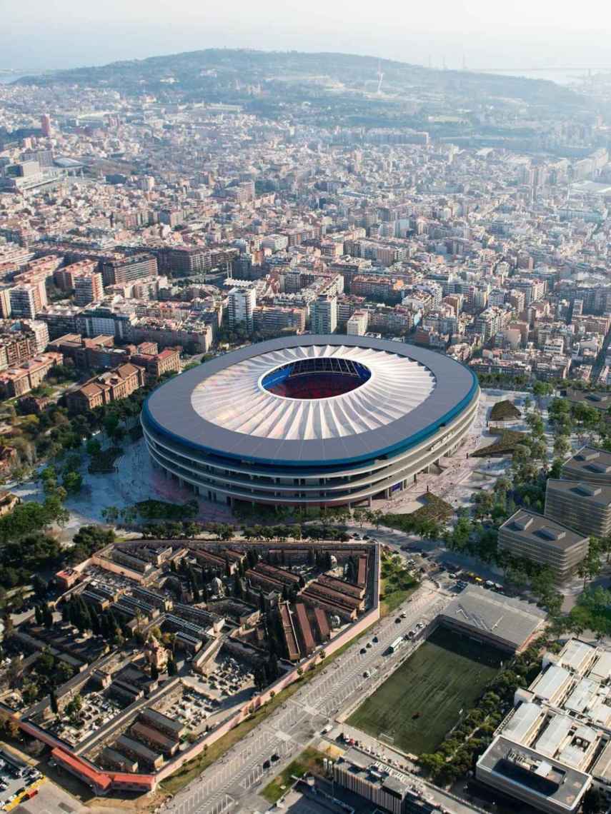 Representación gráfica del nuevo Camp Nou, compartida por el Barça