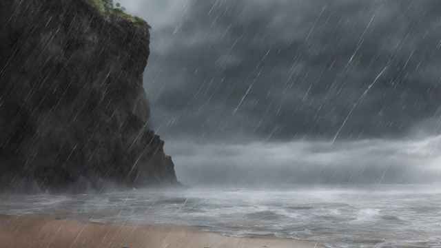 Imagen de una tormenta en la playa generada por IA