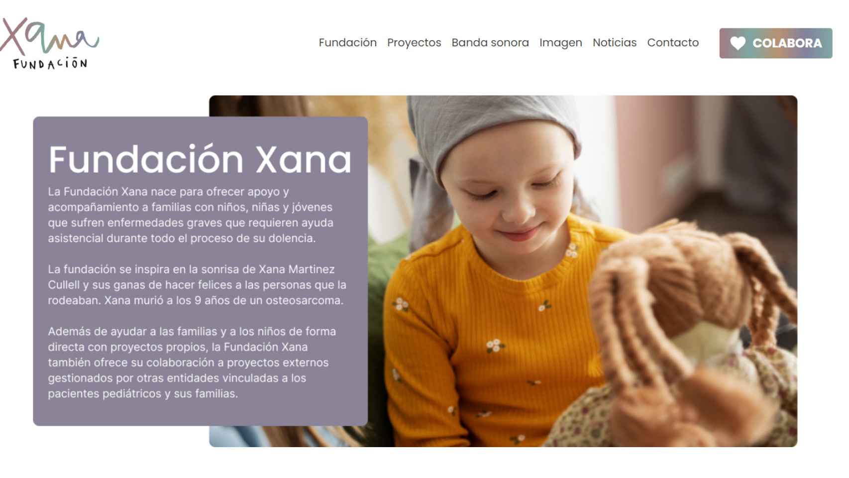 La página web de la Fundación Xana, creada por Luis Enrique y su familia