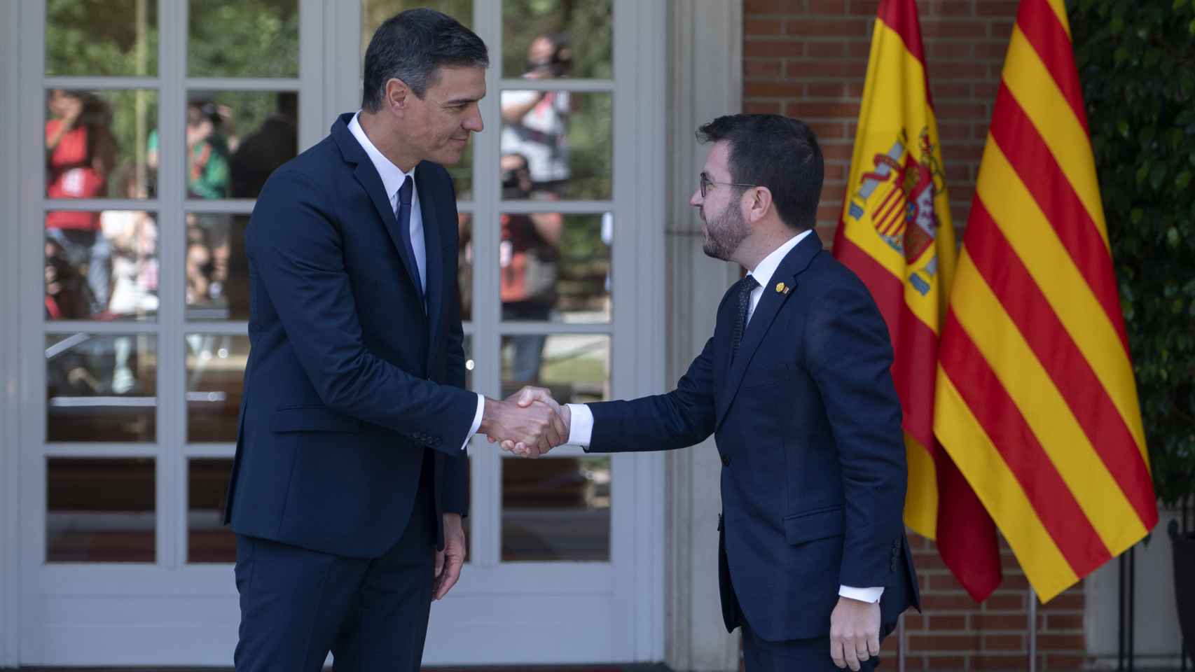 Pedro Sánchez recibe a Pere Aragonès en Moncloa, en julio de 2022