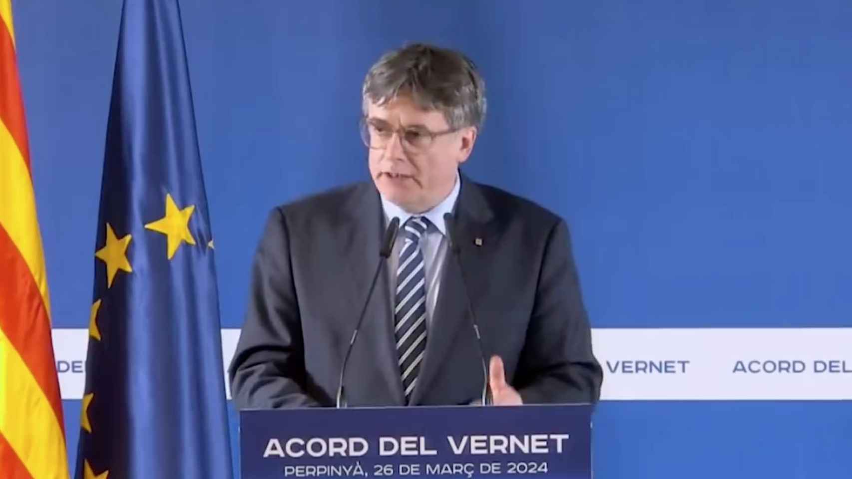 Carles Puigdemont, en la presentación del llamado acuerdo de Vernet