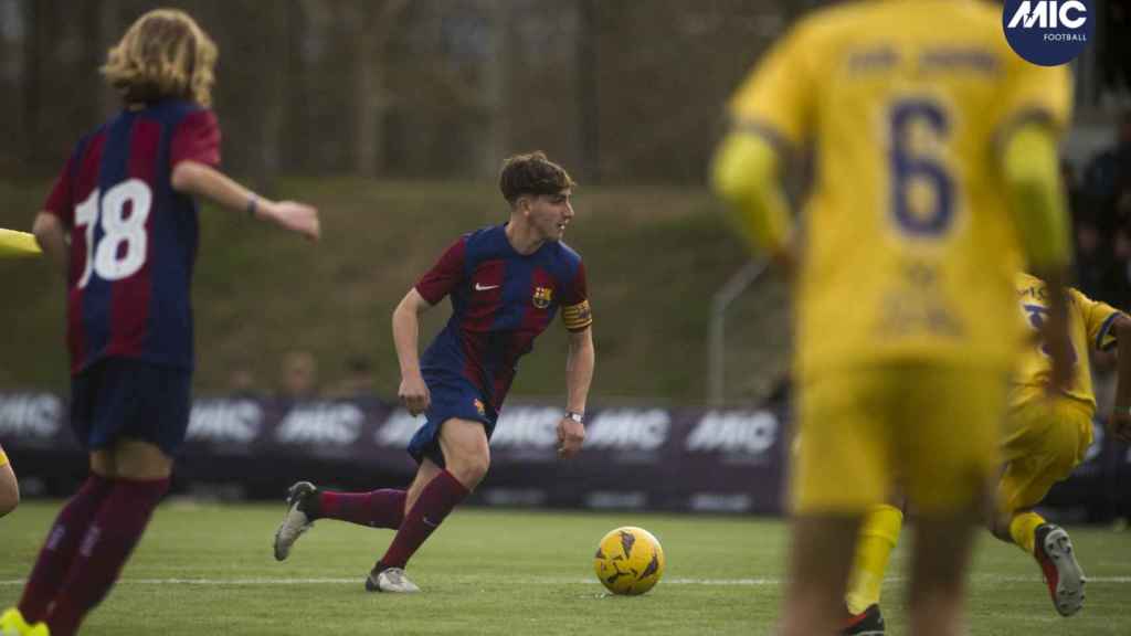 Pedro Rodríguez, en el partido del Barça contra el Gremio San Antonio en el MIC