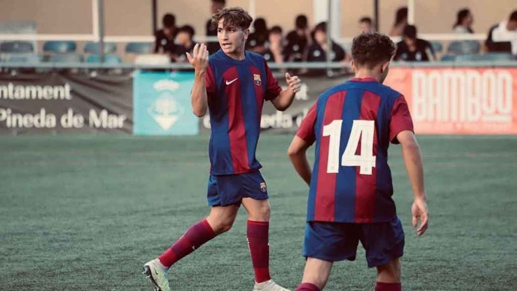 Pedro Rodríguez, en un partido con las categorías inferiores del Barça