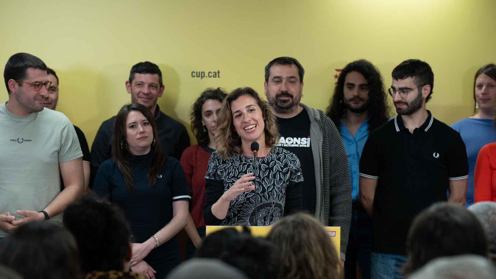 La candidata de la CUP a las elecciones catalanas, Laia Estrada, durante la presentación de los candidatos a las elecciones catalanas del 12M,