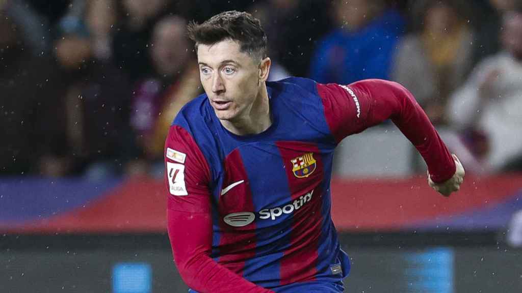 Lewandowski, durante el partido del Barça contra la UD Las Palmas