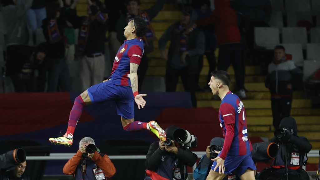 Raphinha celebrando su gol ante Las Palmas