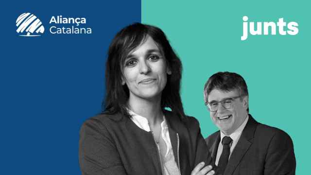 La alcaldesa de Ripoll, Sílvia Orriols (Aliança Catalana), y el expresidente de la Generalitat, Carles Puigdemont (Junts)