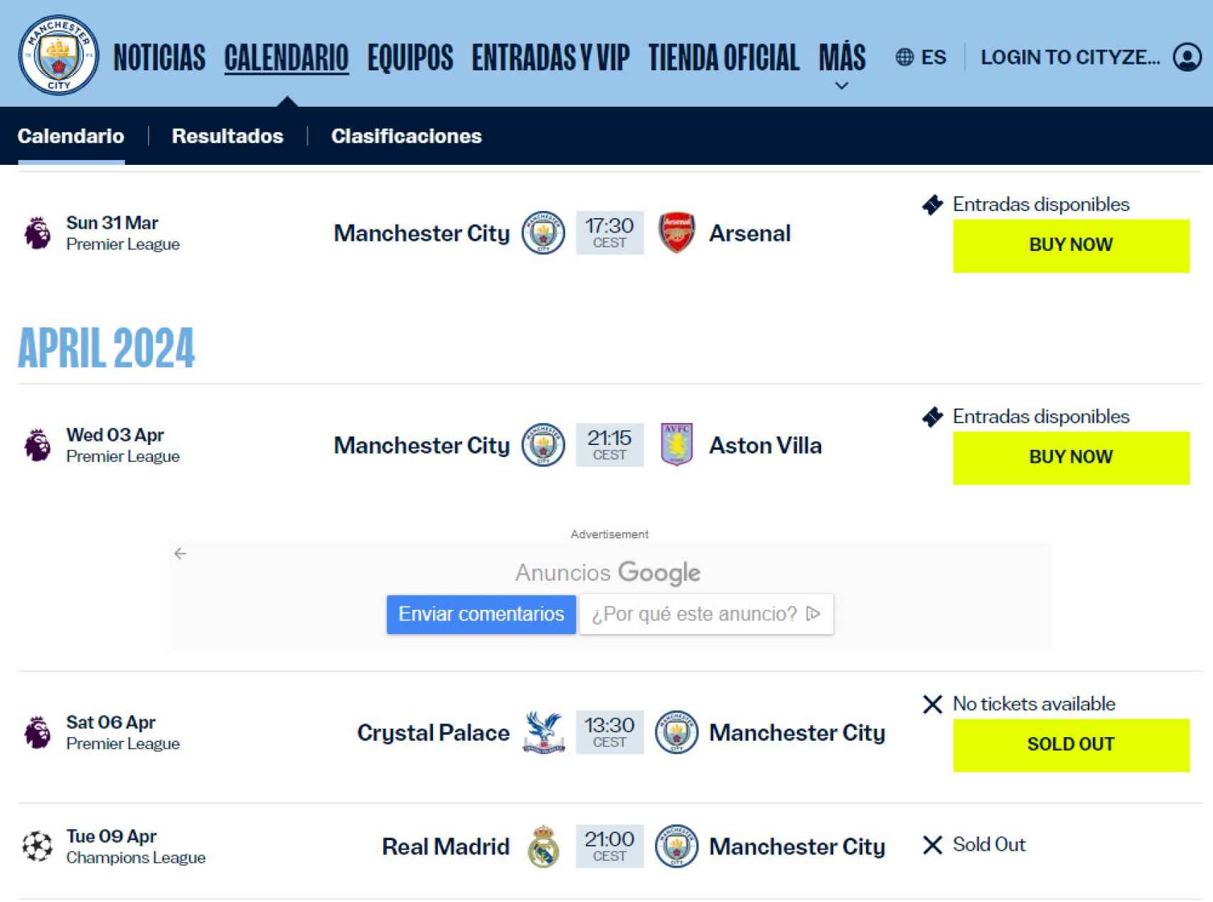 Calendario del Manchester City antes de recibir al Real Madrid