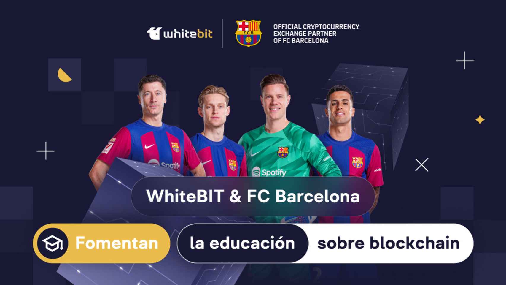 Una imagen correspondiente al patrocinio de Whitebit en el Barça