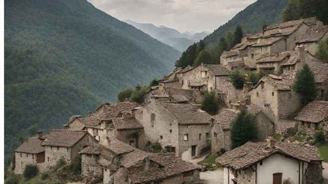 Imagen virtual de un pueblo medieval de montaña | CANVA