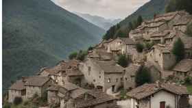 Imagen virtual de un pueblo medieval de montaña | CANVA