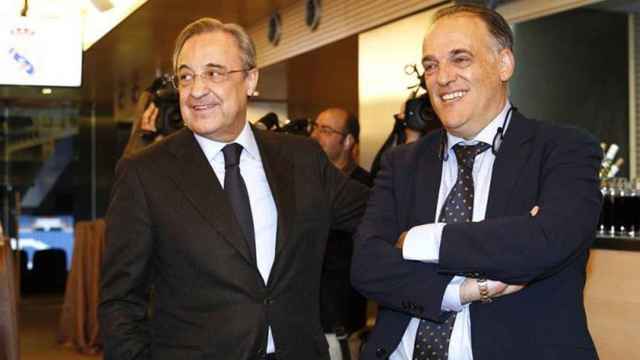 Florentino Pérez y Javier Tebas, presidente del Real Madrid y la Liga, en una imagen de archivo