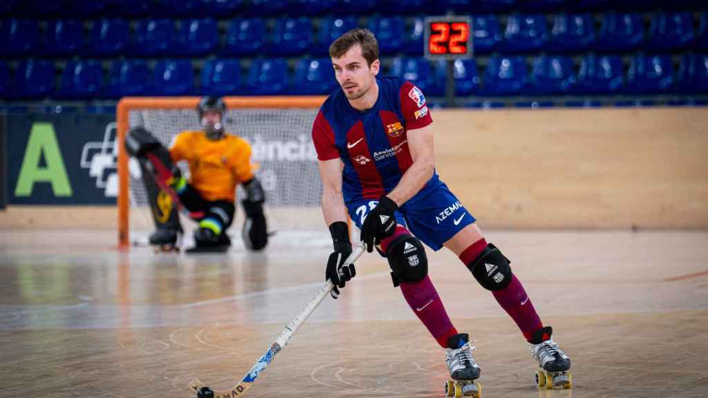 Marc Grau, en un partido con el Barça de basket