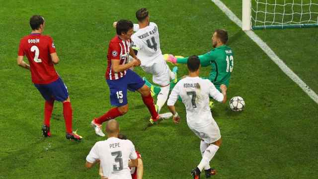 Gol de Sergio Ramos contra el Atlético de Madrid en una final de Champions