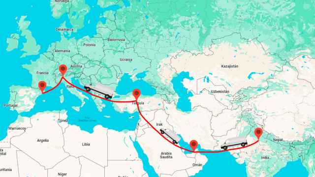 Mapa del recorrido que seguía la mafia pakistaní hasta llegar a Barcelona