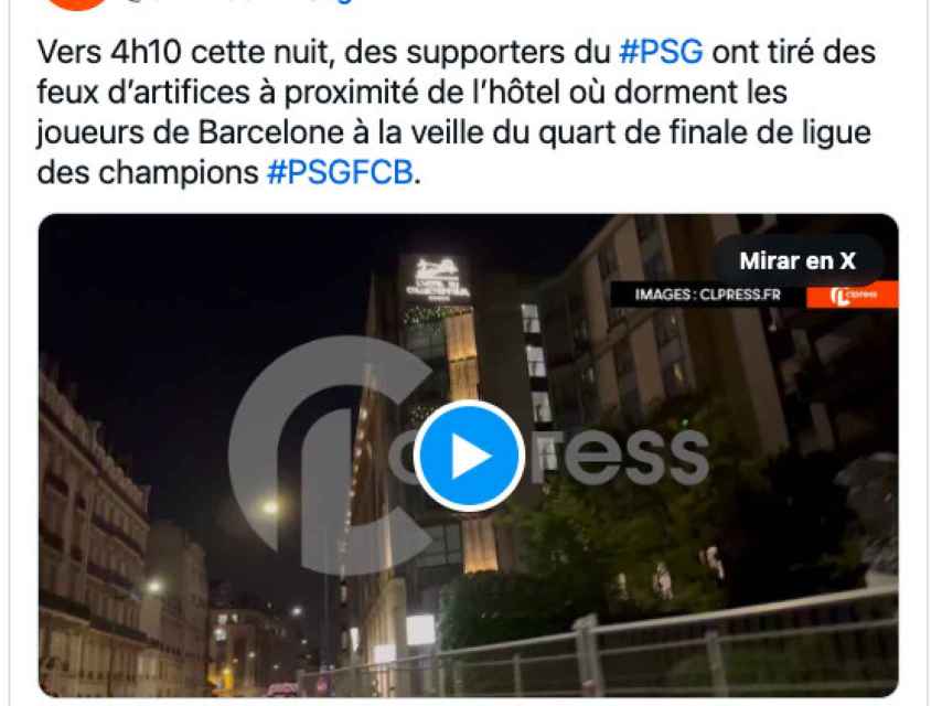 Tuit de CLPress sobre el ataque al hotel del Barça