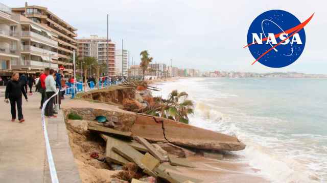 Creación con una playa catalana afectada por un temporal