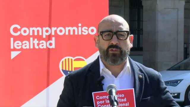Jordi Cañas, en la presentación del comunicado contra los pactos con los partidos independentistas