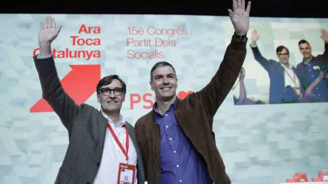 Salvador Illa y Pedro Sánchez, en un congreso del PSC